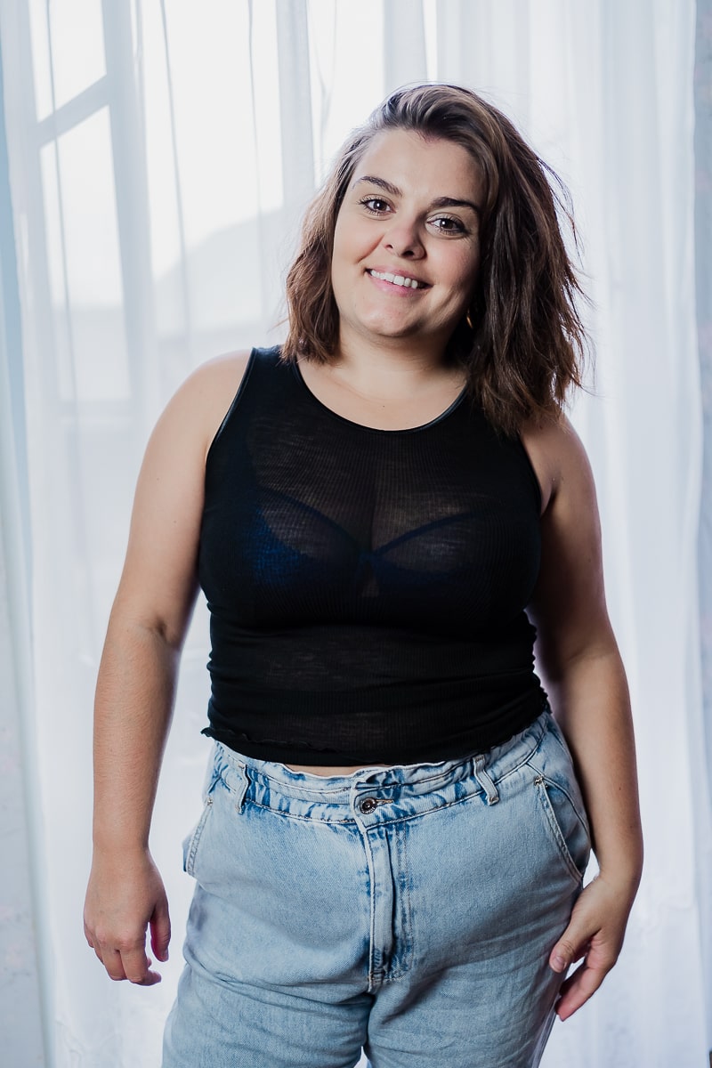 Top laine &amp; soie sans manche noir