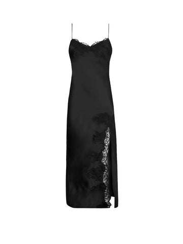 Nuisette en soie noir longue