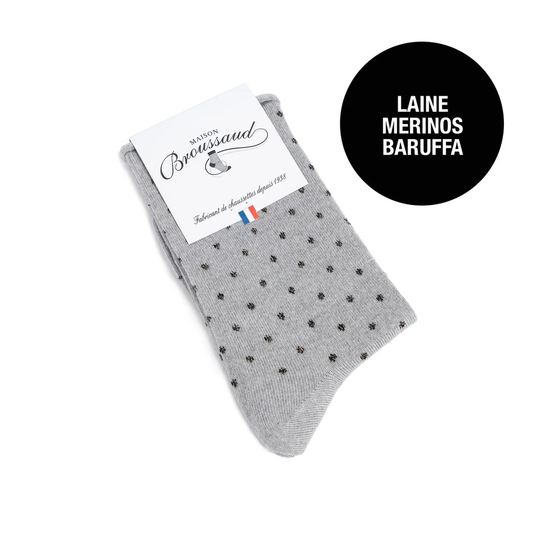 Pois bord roulotté - chaussettes femme - laine Merinos