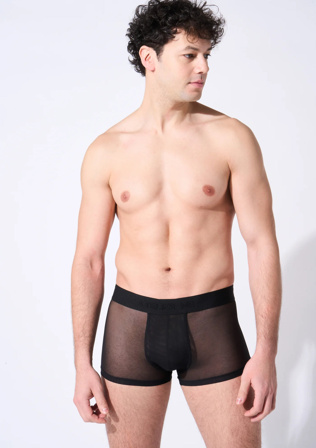 Boxer homme noir résille