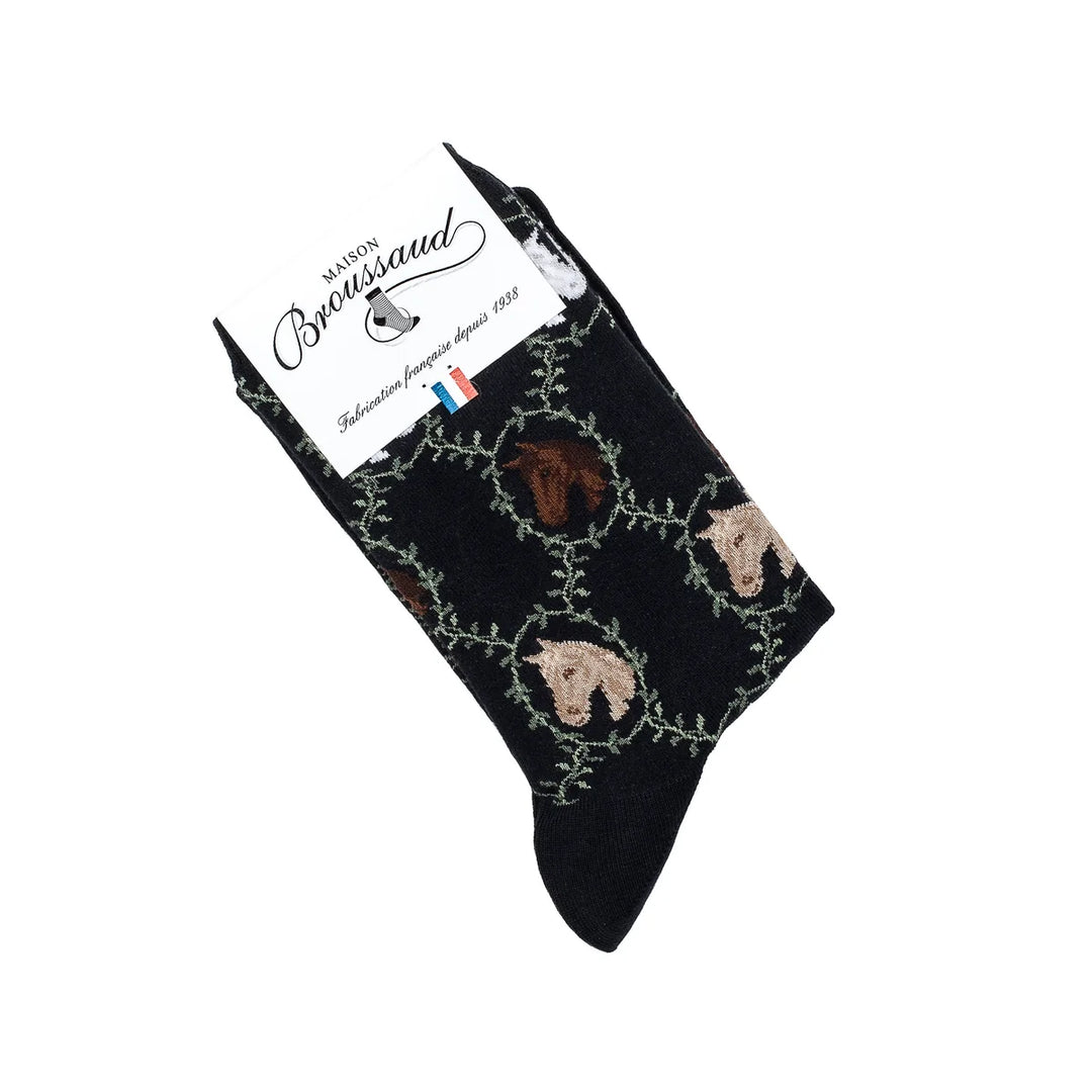 Chaussette coton cheveaux Noir