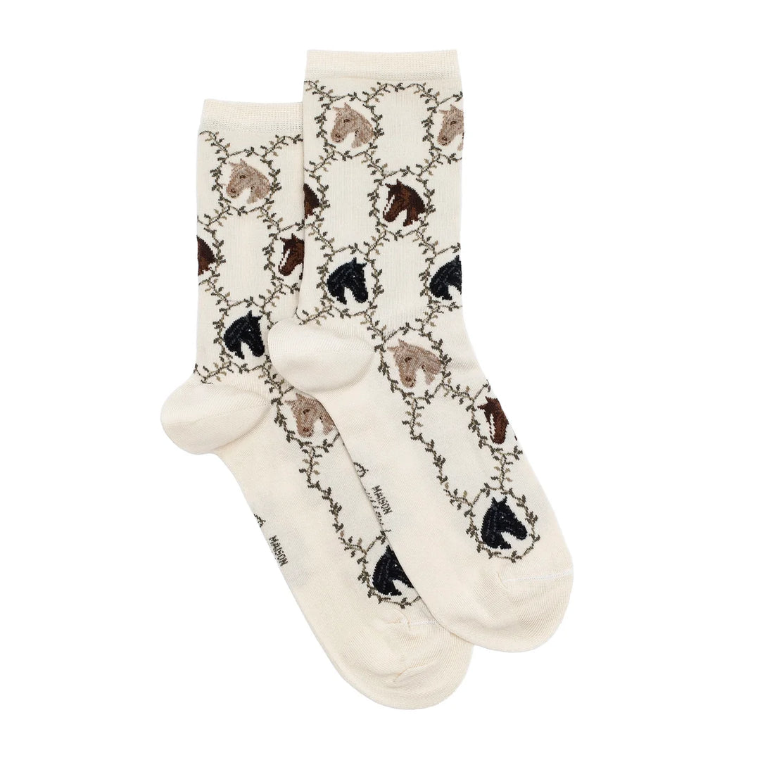 Chaussette coton cheveaux écru