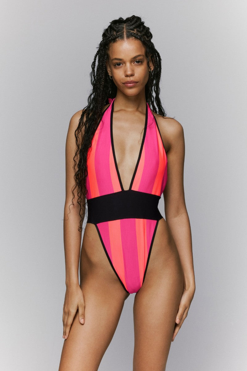 Maillot de bain 1 pièces échancré Lin Néon Fiesta