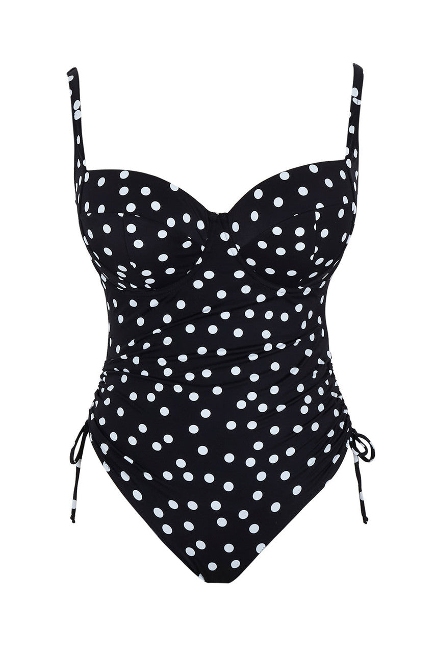 Maillot de bain une pièce pois noir Isabella
