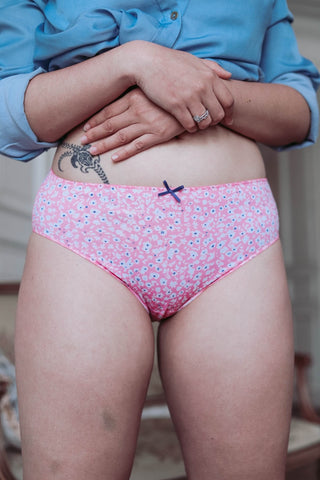 Culotte haute duo coton colorées Rose et bleu