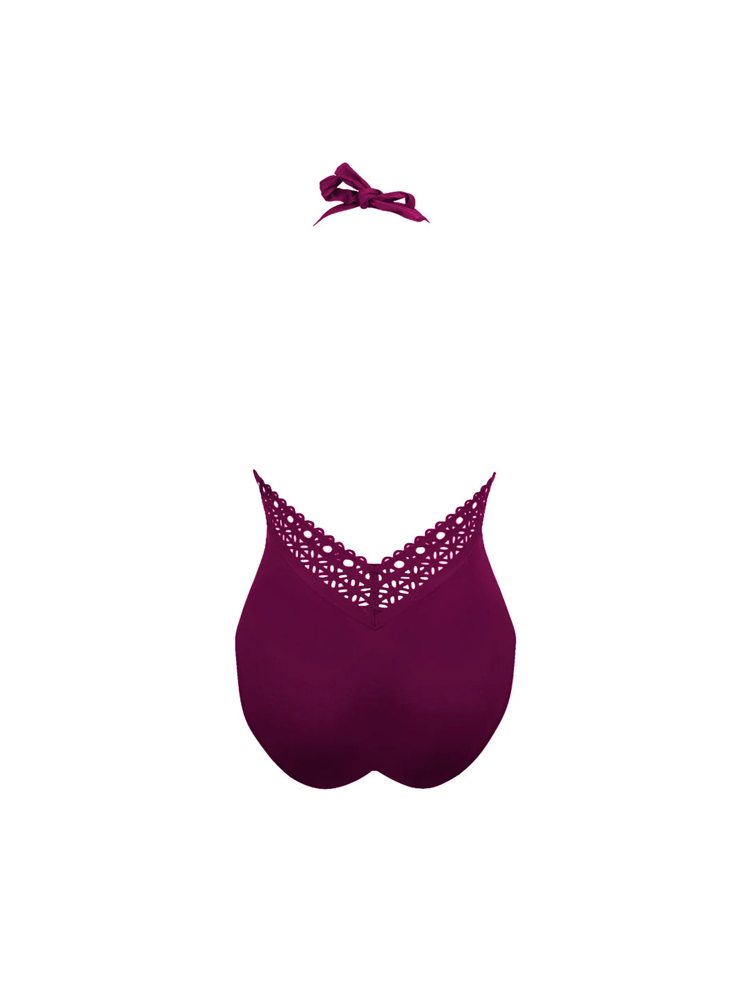 Maillot de bain 1 pièce dos nu  Ajourage Couture Prune
