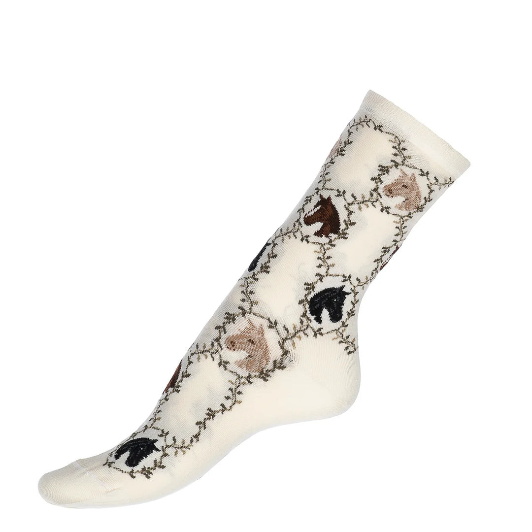 Chaussette coton cheveaux écru