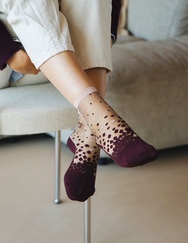 Chaussette transparente Nakameguro Bordeaux