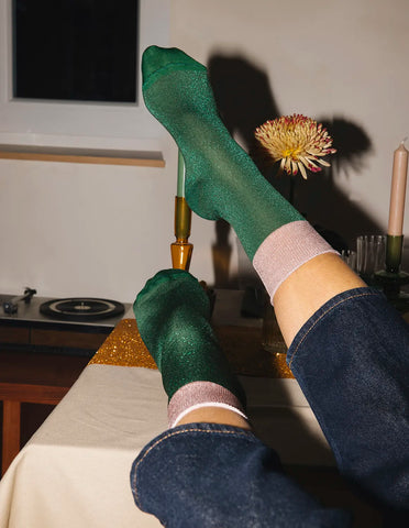 Chaussette paillette verte Samba