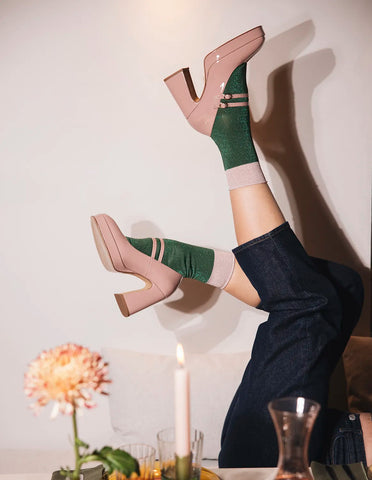 Chaussette paillette verte Samba