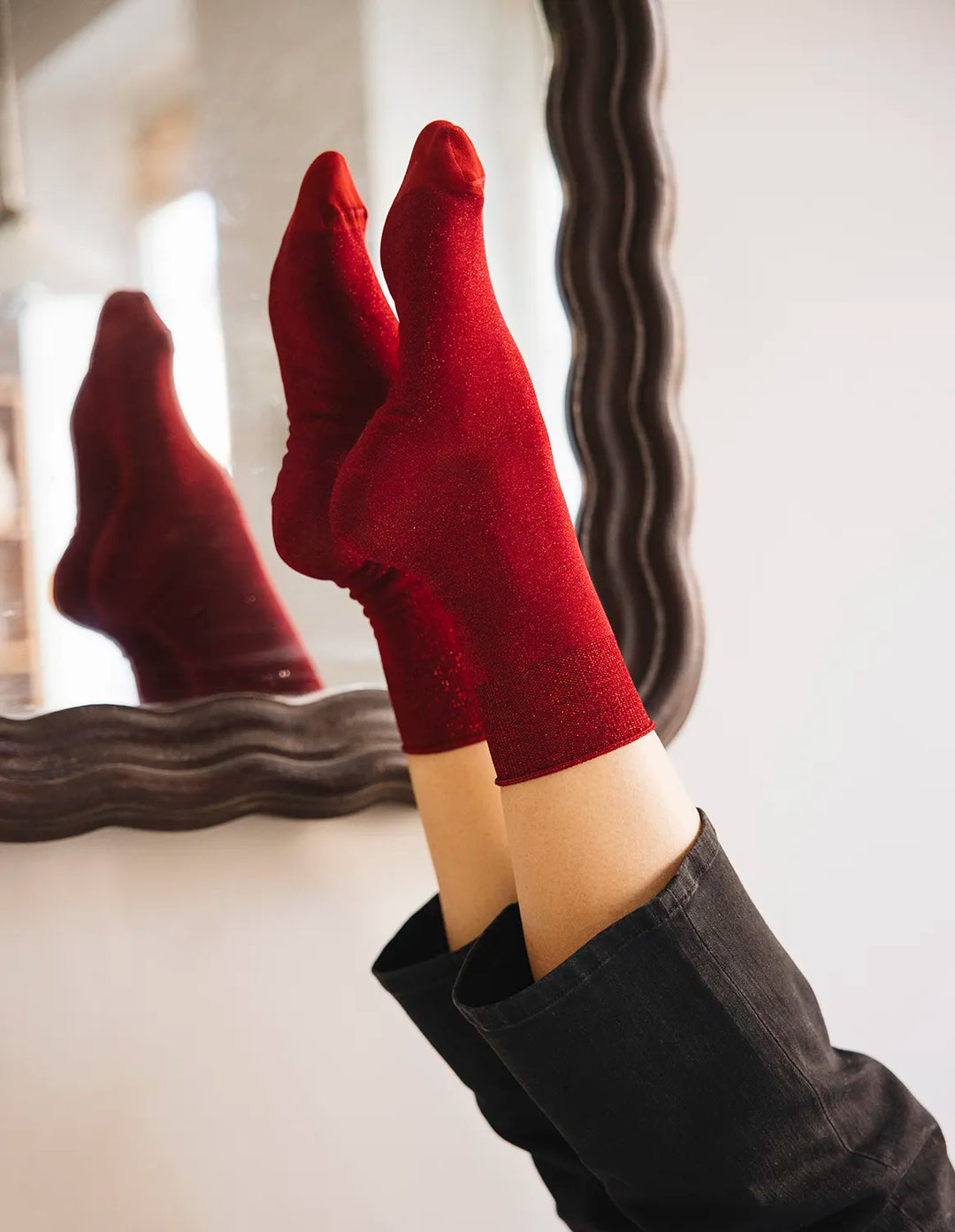 Chaussette paillette rouge Tango