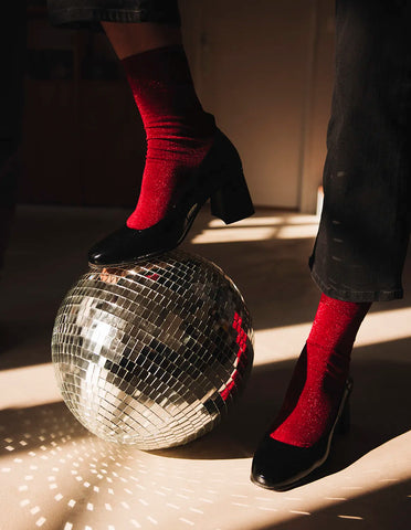 Chaussette paillette rouge Tango