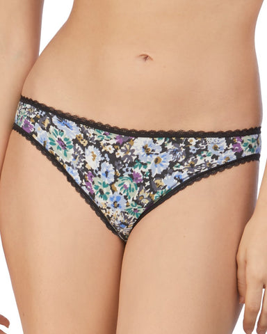 Slip basse coton imprimé floral noir