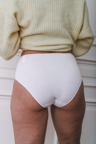 Culotte haute coton et dentelle couleur blanc