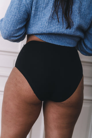 Culotte haute coton et dentelle couleur noir