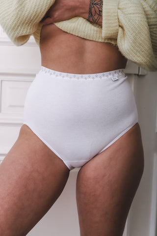 Culotte haute + coton blanc bande imprimée
