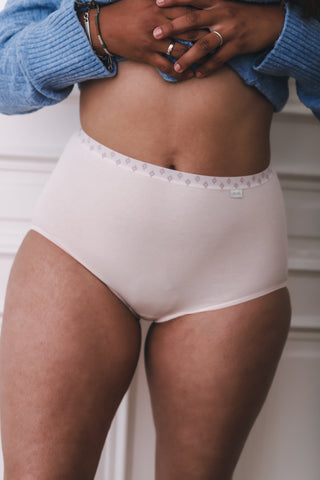 Culotte haute + coton pétale bande imprimée