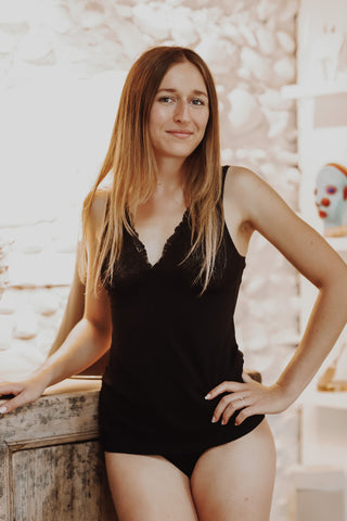 Débardeur coton soutien-gorge Esencial Noir