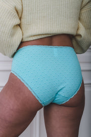 Slip haut coton turquoise petits losanges