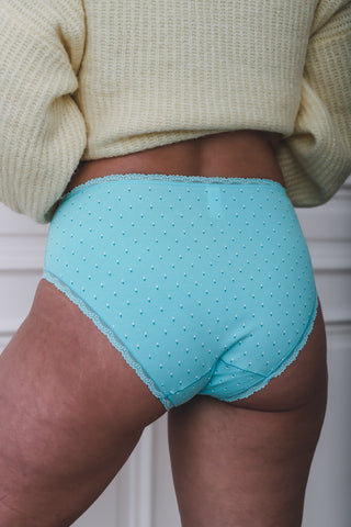 Slip haut coton turquoise petits losanges