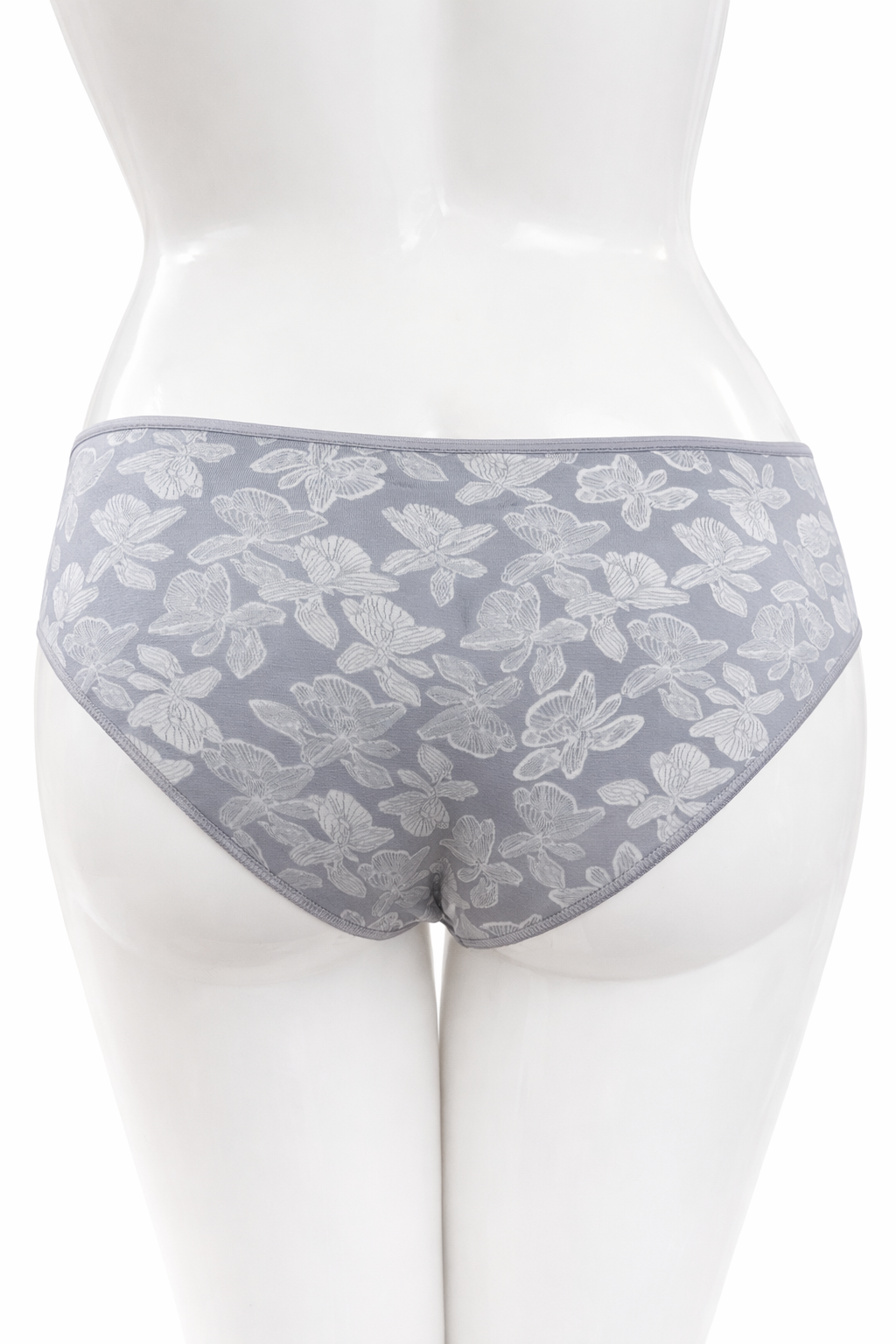 Slip taille basse microfibre- fleurie Gris