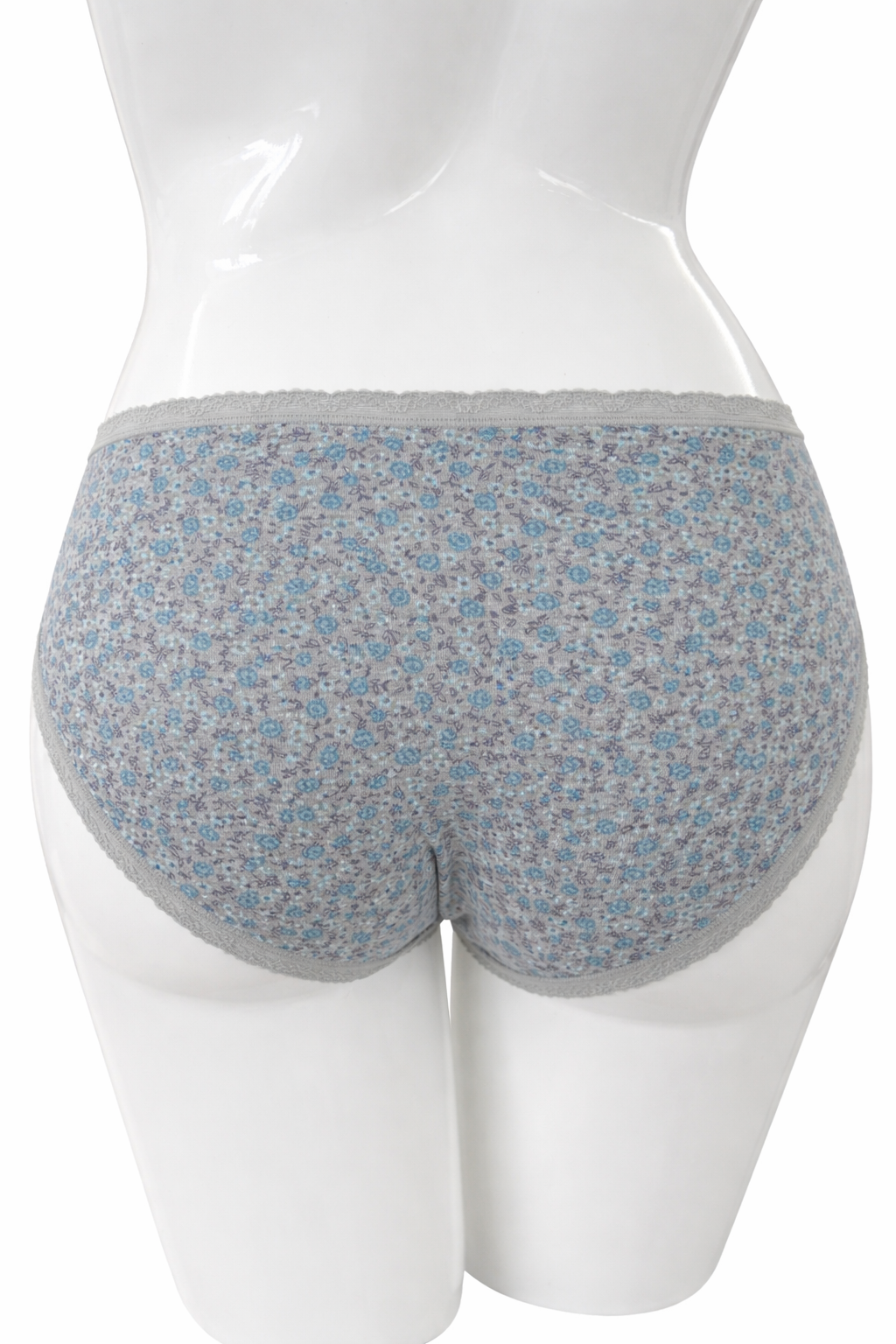 Culotte coton fleurie – Bleu &amp; gris