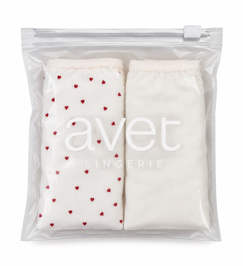 Lot de 2 slips taille haute coton Coeur coton - 32106 poudré