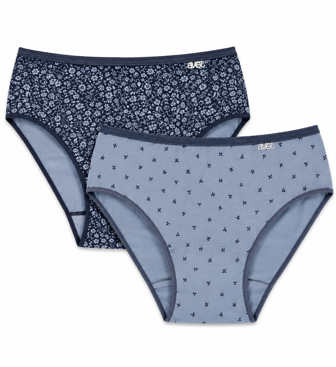 Lot de 2 slips taille haute coton bleu denim et bleu ciel - 257