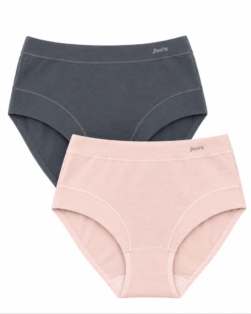 Culotte haute Esencial Duo en coton – Gris &amp; Pink