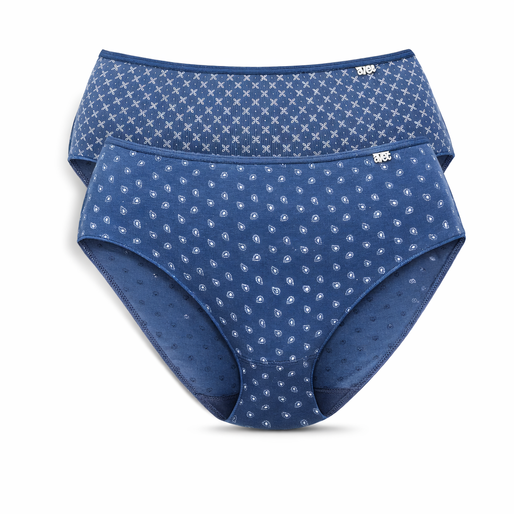 Slip haut Duo Avet – Lot de 2 culottes en coton Bleu Jeans