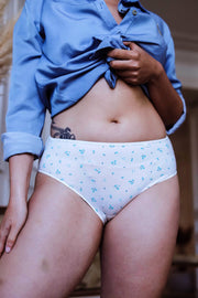 Culotte haute coton fleurie ivoire