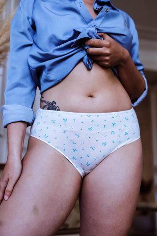 Culotte haute coton fleurie ivoire