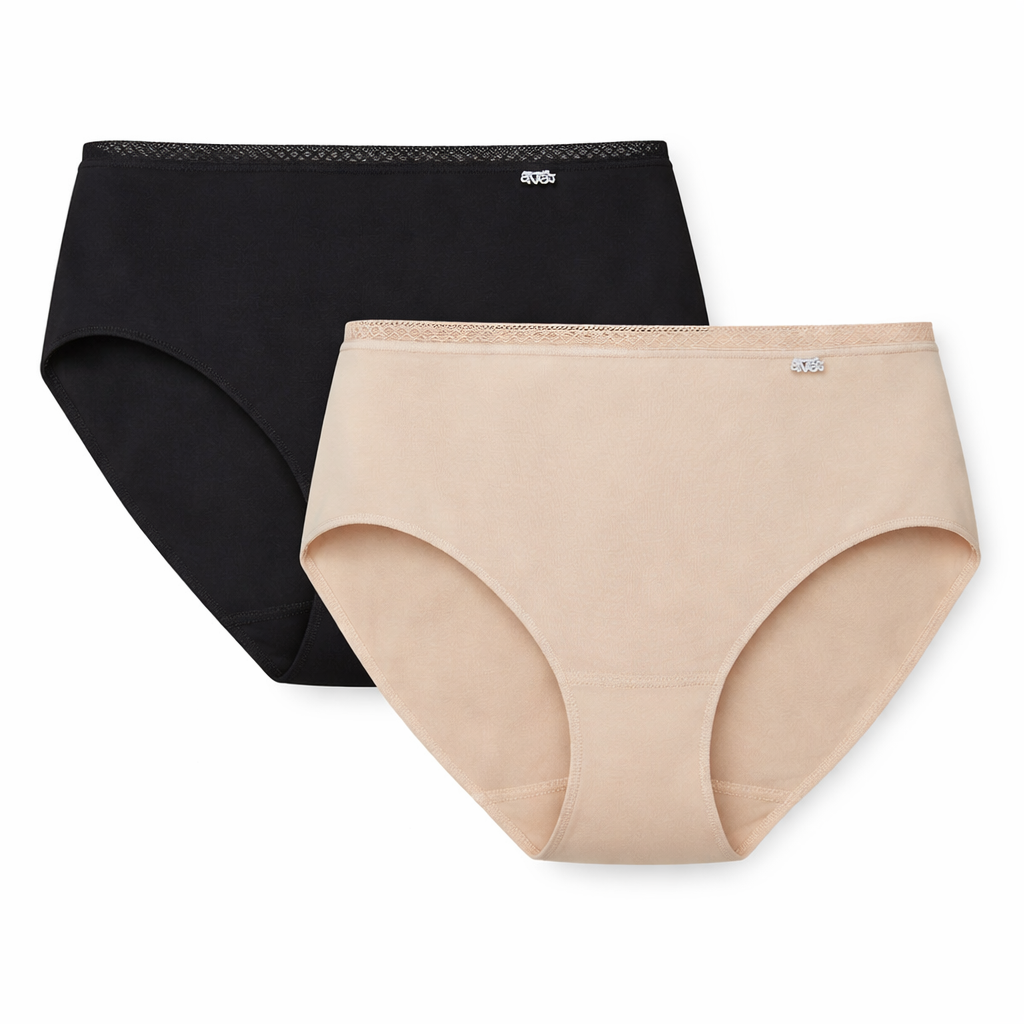 Slip haut Duo Avet – Lot de 2 culottes en coton nude et noir