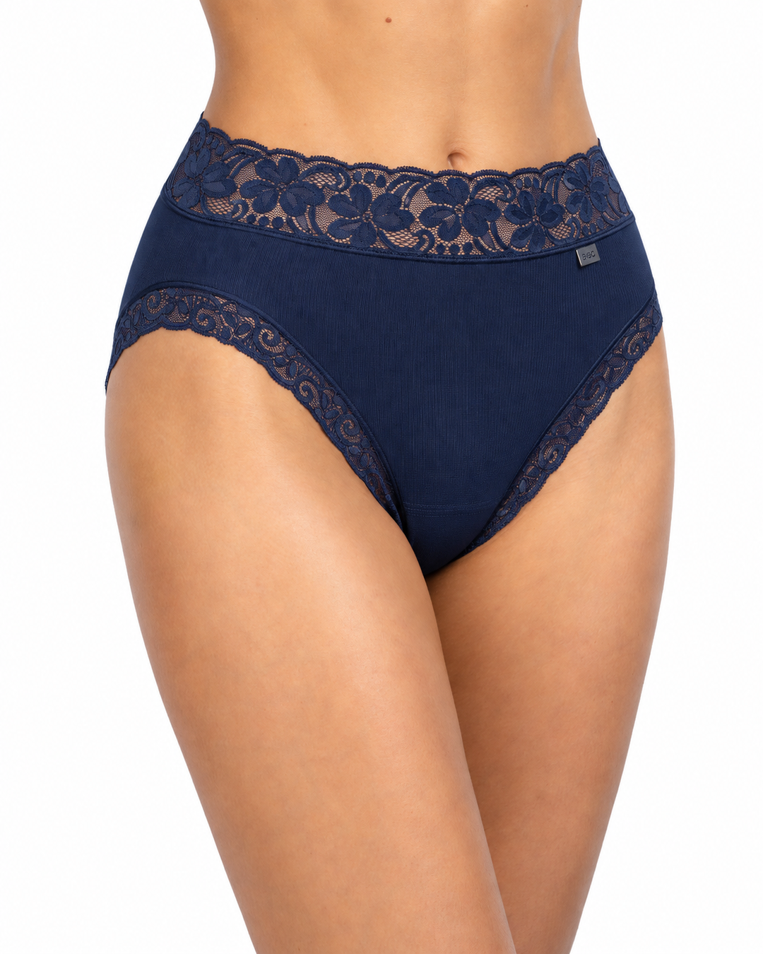 Culotte haute coton dentelle  bleu marine 3324