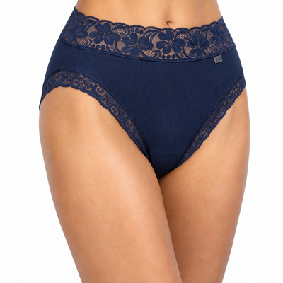 Culotte haute coton dentelle  bleu marine 3324