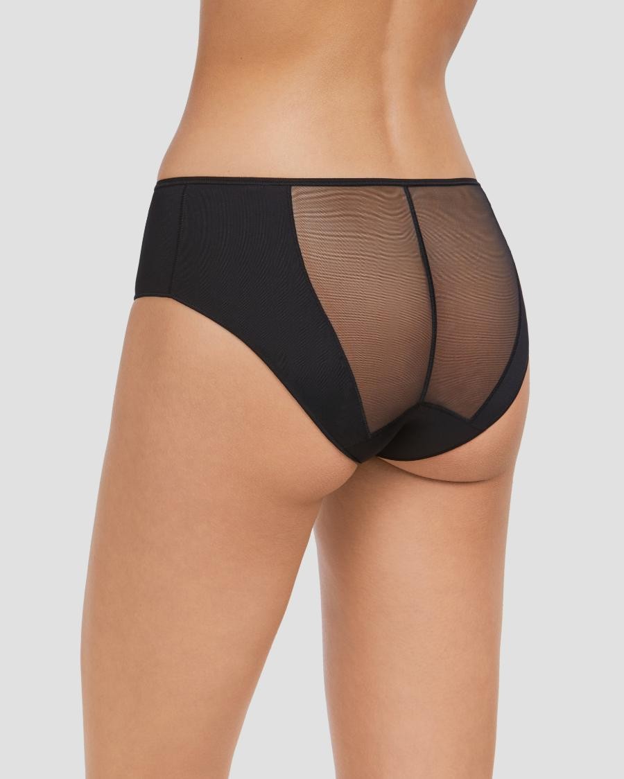 Culotte haute microfibre résille noir