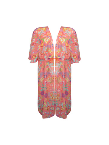 Kimono plage ouvert La Muse en fleur