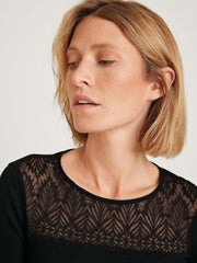 T-shirt manche longue noir laine&soie