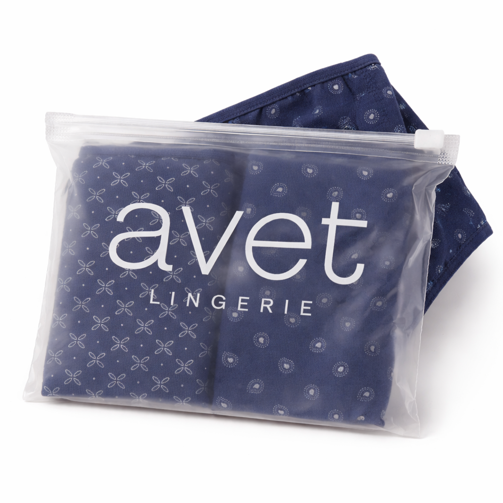 Slip taille basse Duo Avet – Lot de 2 culottes en coton bleu jeans