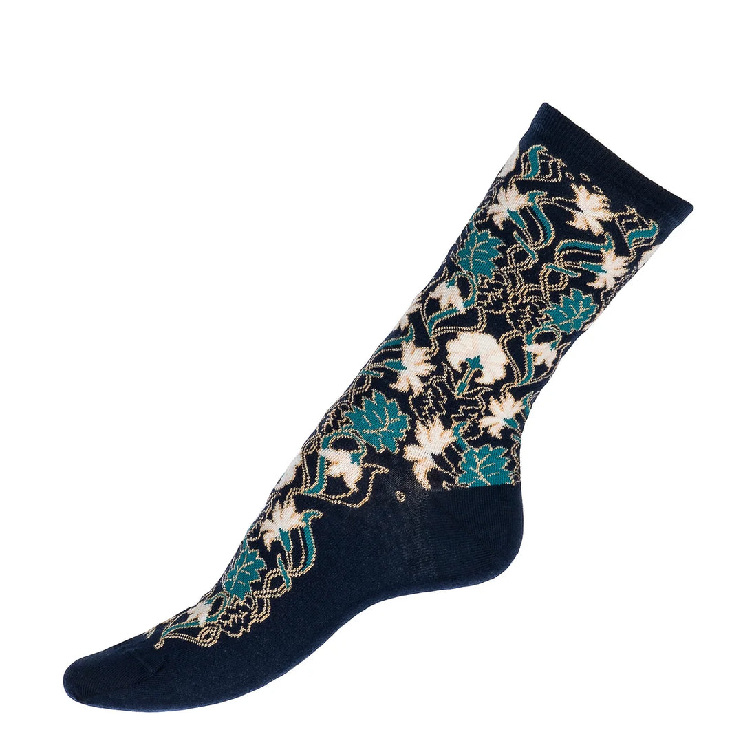 Les oeillets - chaussettes femme - coton marine et bleu