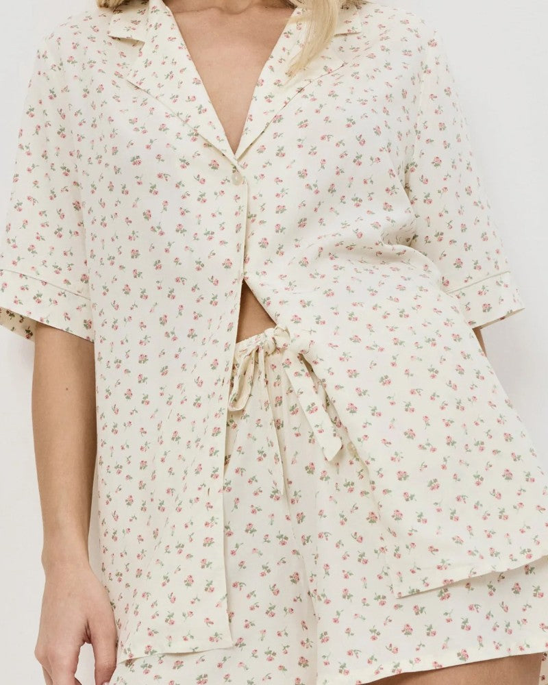 Pyjama short chemisier Fleurie Caprielle