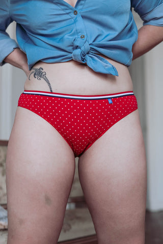 Slip taille basse duo coton étoile bleu et rouge