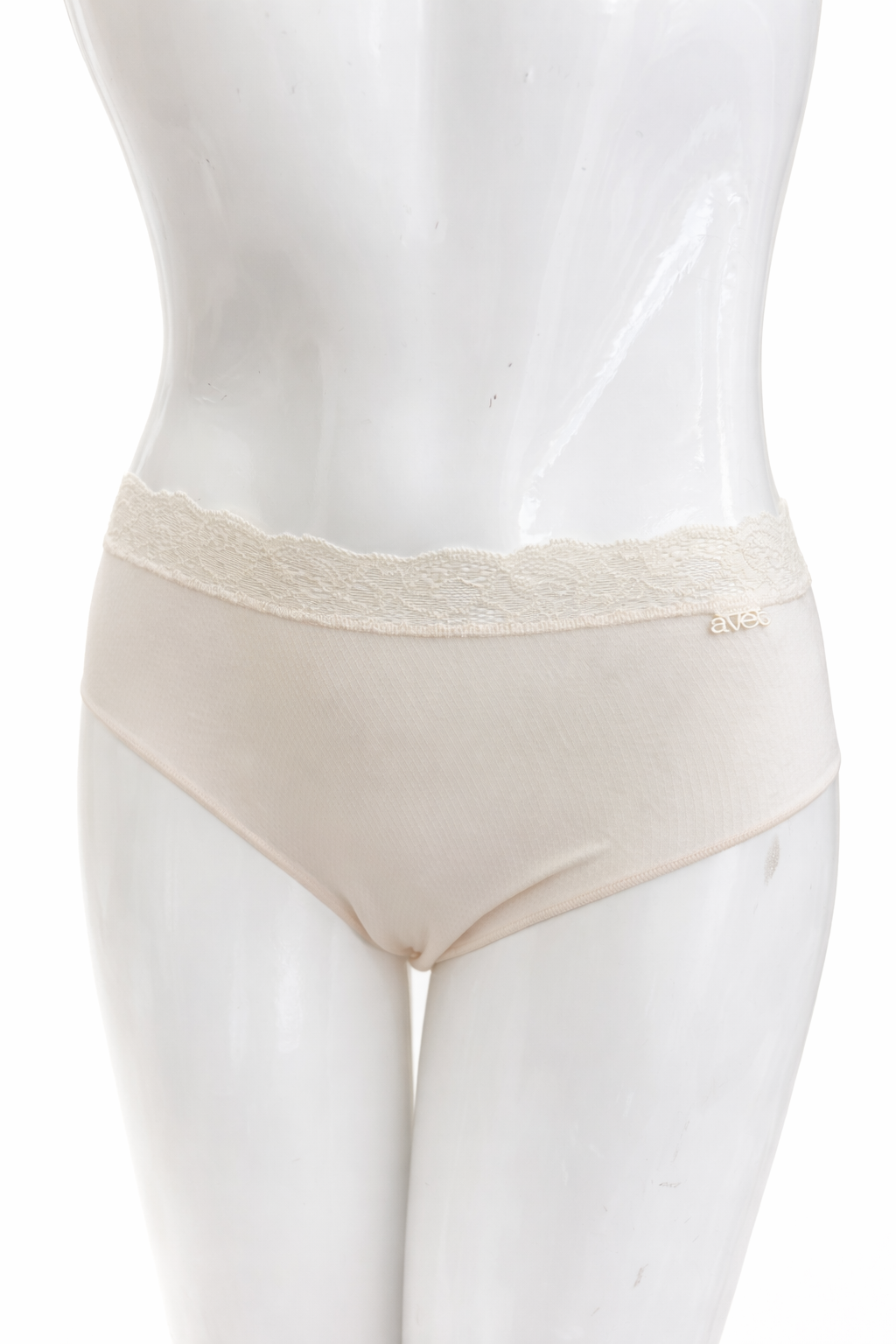 Slip haut microfibre - poudré dentelle