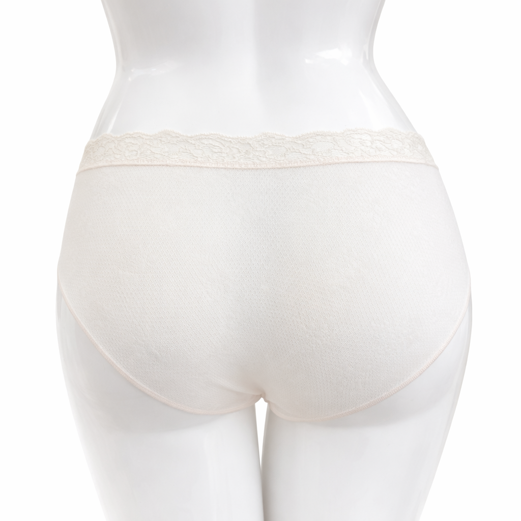 Slip haut microfibre - poudré dentelle