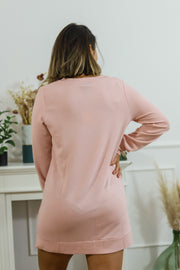 Chemise de nuit pull douce rose