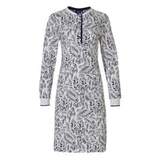 Chemise de nuit coton imprimé bleu et blanc