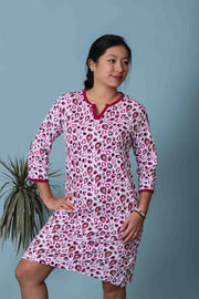 Chemise de nuit coton Capri fantaisie manche 3/4