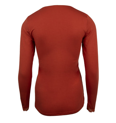 Tee-shirt bien être manches longues Simply Perfect Ocre Rouge
