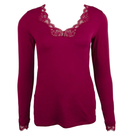 Top bien être manches longues Simply Perfect Tressage Pourpre