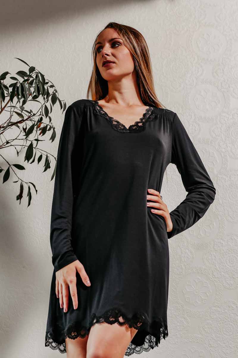 Chemise de nuit bien être Simply perfect Noir